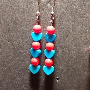 New hand beaded natural stone earrings